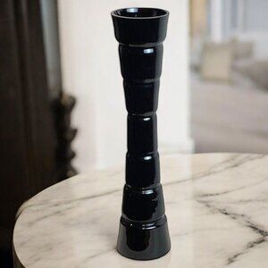 Sea Glasbruk Kosta Sweden 1970s Black Vase 19” Cylindrical Corset Ollie Brozen